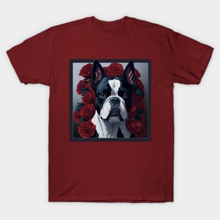 Boston Terrier red roses T-Shirt